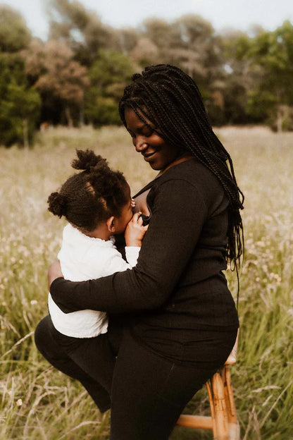 YOU&MILK VOEDINGSSHIRT POINTELLE ZWART