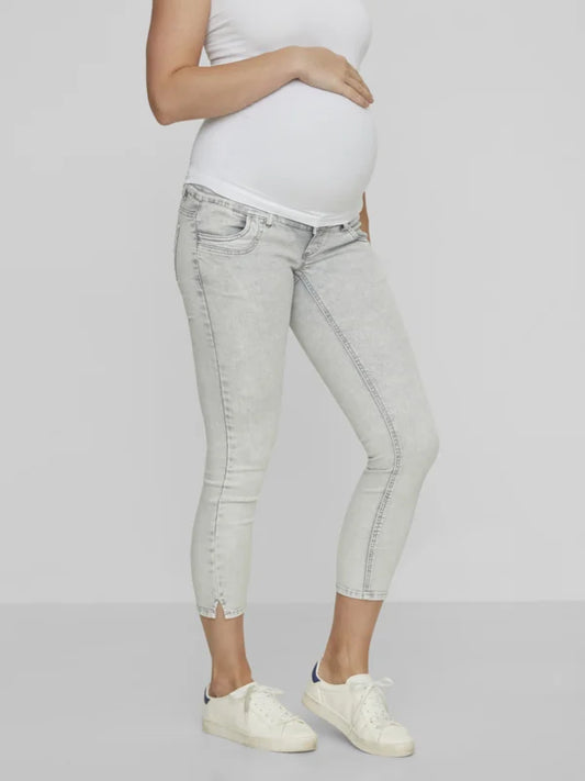 MAMA LICIOUS DETROIT ZWANGERSCHAPSJEANS LIGHT GREY