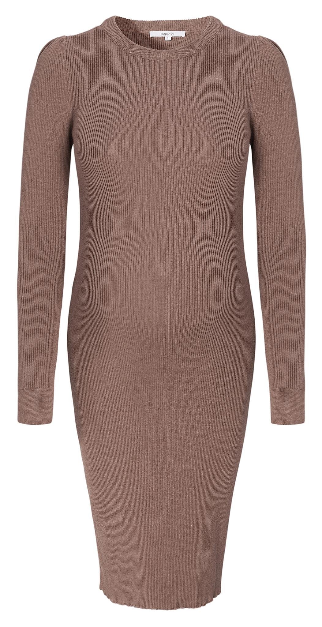 NOPPIES VENA KNIT DRESS DEEP TAUPE