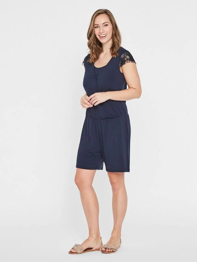 MAMA LICIOUS WENNY JERSEY SHORT JUMPSUIT NAVY