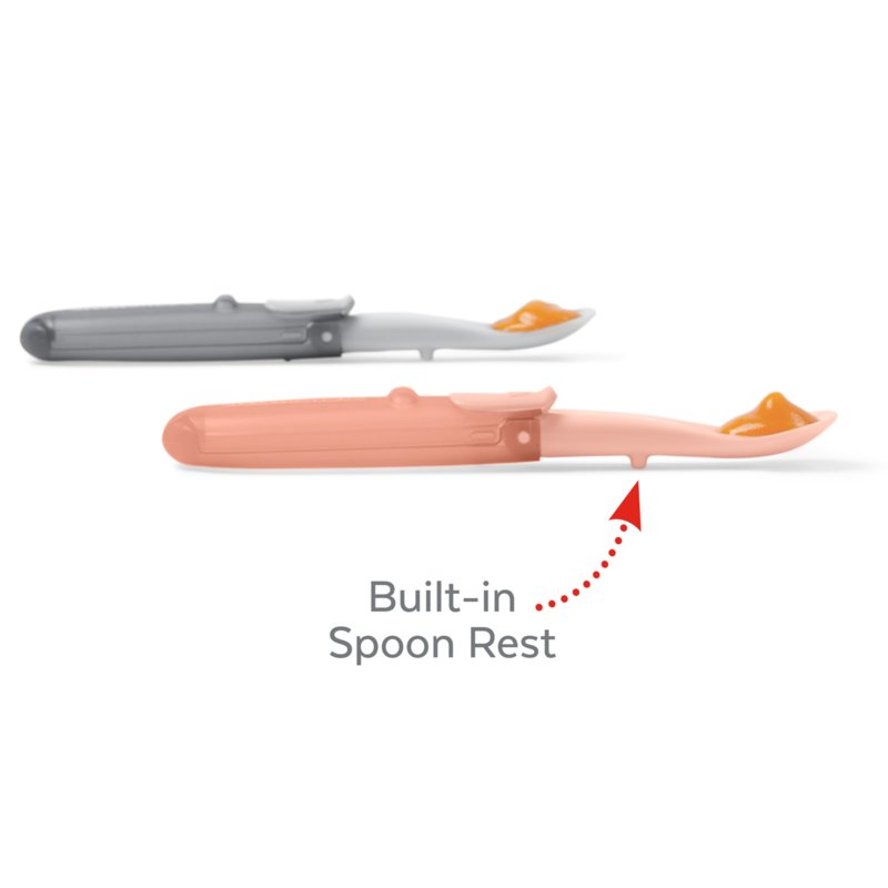 SKIP HOP EASY-FOLD TRAVEL SPOONS GREY/SOFT CORAL