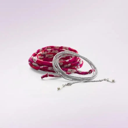 CACHE COEUR FANTASY CORD RED FLOWER AND SILVER LUREX