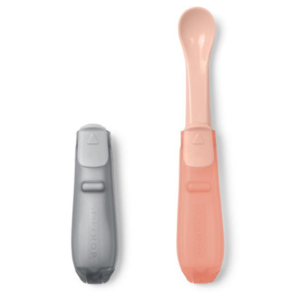 SKIP HOP EASY-FOLD TRAVEL SPOONS GREY/SOFT CORAL